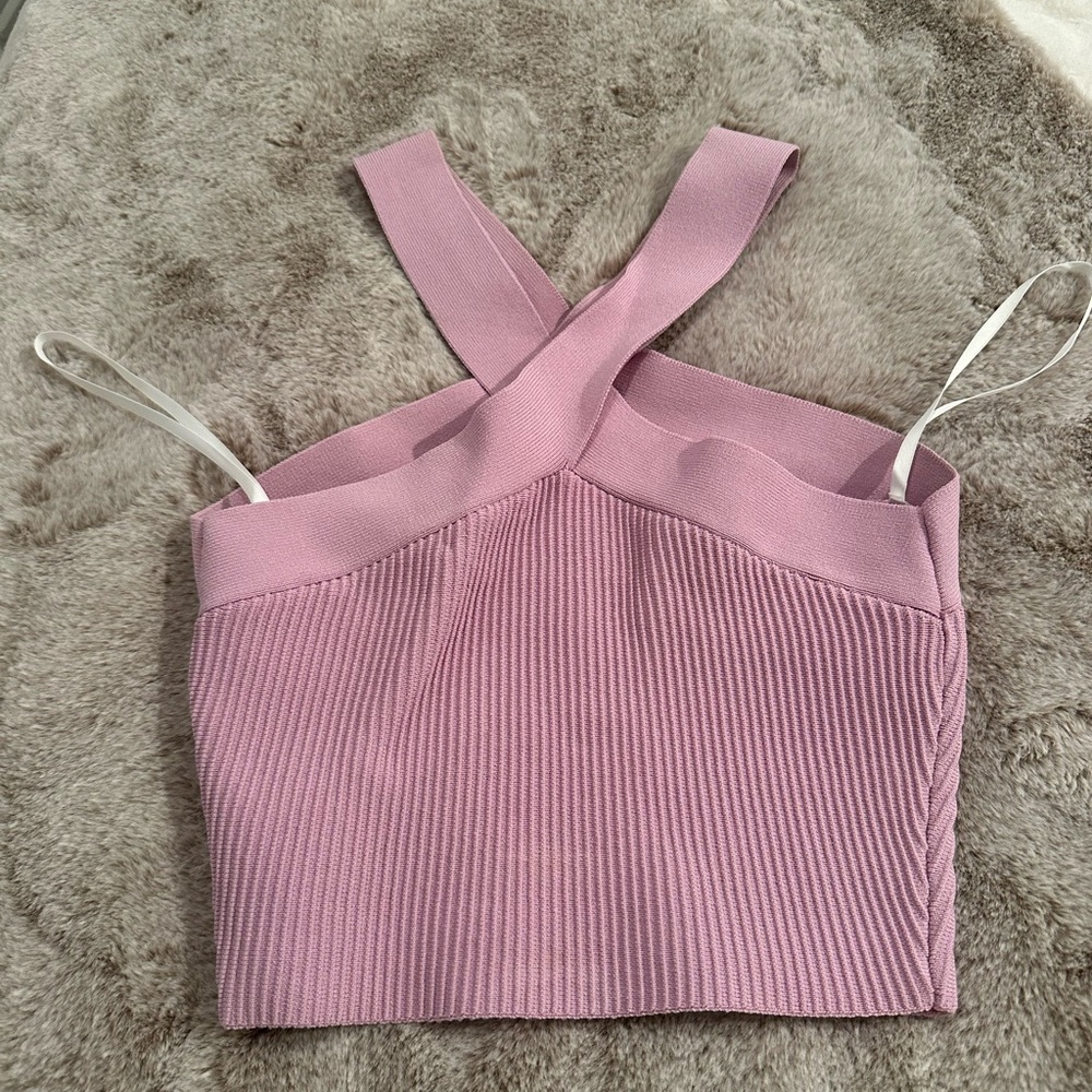 Pink Babaton ribbed cropped tank from Aritzia
